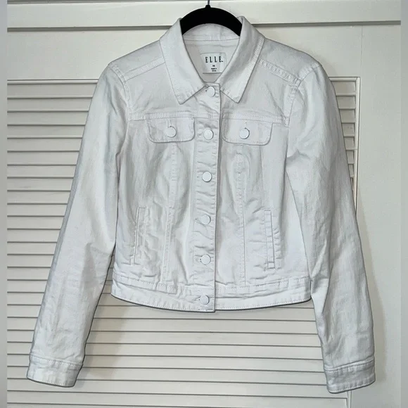 NWOT ELLE Women’s White Lightweight Stretch Jean Jacket Size X-Small - Picture 2 of 11
